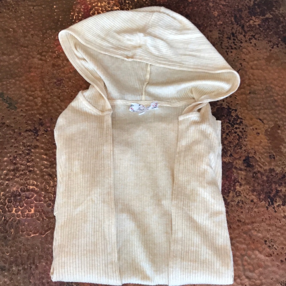 {Pink Rose} Yellow Ribbed Cardigan. Size Large. - Picture 7 of 8
